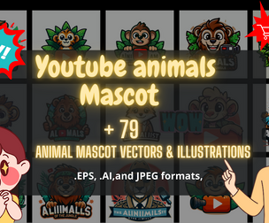 79 Vectors YouTube Animals Mascot Sticker Pack