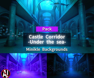 2D Castle corridor Backgrounds pack -Fantasy07