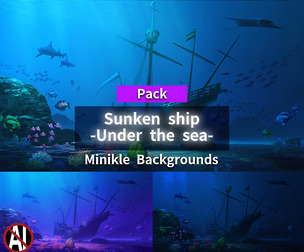 2D Sunken ship Backgrounds pack -Fantasy07