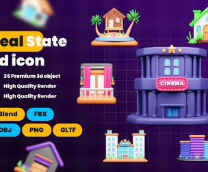 Real State 3d Illustration  Icon Pack