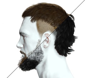 Realistic Mullet Male Hair