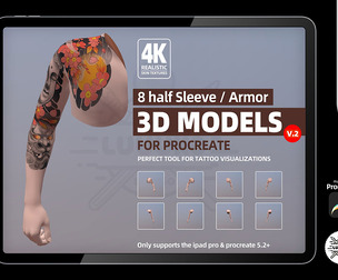 8 half Sleeve Procreate 3d Models v2