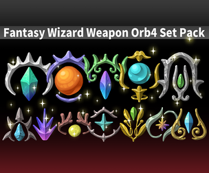 Fantasy Wizard Weapon Orb4 Set Pack