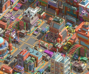 Scifi Low Poly Cartoon City