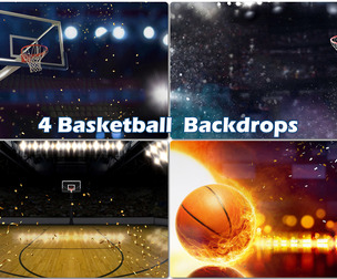 4 Basketball Backgrounds, Empty Sport Arena