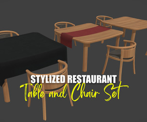 Stylized Restaurant Table and Chair Set