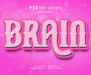 3D Brain. PSD fully editable text effect