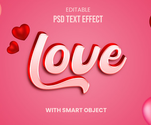 3D Love PSD fully editable text effect