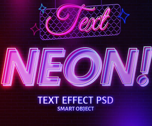 3D Neon PSD fully editable text effect