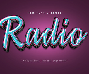3D Radio PSD fully editable text effect