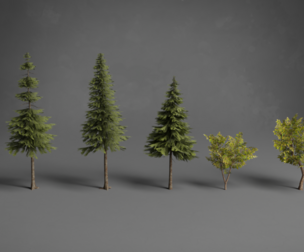 Stylized Trees Low-poly 3D model
