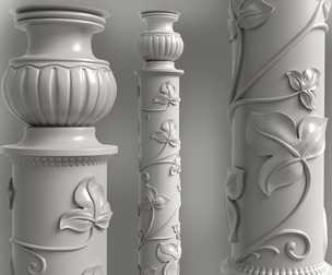 Column With Leaves for CNC Milling