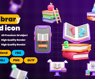 Library 3d Illustration  Icon Pack