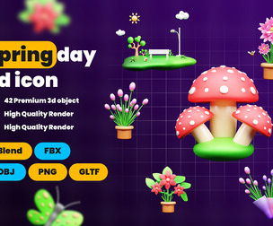 Spring Day 3d Illustration Icon Pack
