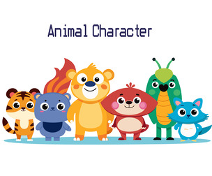 Set of animal cartoon wildlife vector