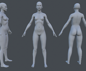 Female Small Base Mesh Low poly with Highpoly