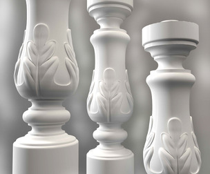 Baluster Column With Leaves for CNC Milling