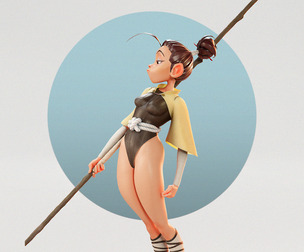 Samurai Girl Cartoon 3D model