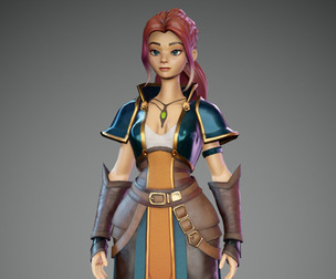 Low-poly game 3D model Warrior Girl