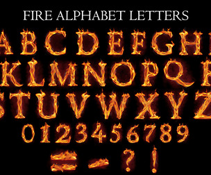 Fire Alphabet Letters Numbers, Burn Flaming, PNG