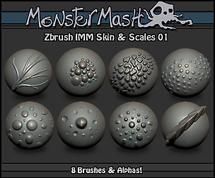 Monster Mash - Skin & Scales 01 - ZBrush Brushes