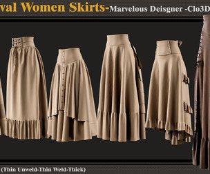 6 Medieval Skirts-MD-Clo3D-ZPRJ-FBX-OBJ
