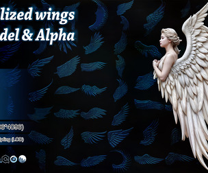 55 stylized wing 3d model and alpha