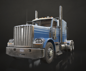 Flat Top Semi Truck - Low Poly