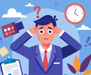 Character business man worry about to pay tax