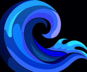 Abstract effect of blue wave on black color