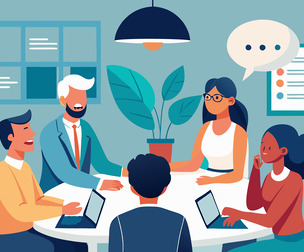 Business team work and speech bubble