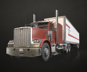 Flat Top Semi Truck Van Trailer - Low Poly