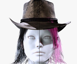Female Short Wair With Cowboy Hat