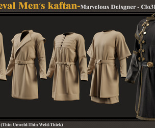 5 Medieval Men Kaftans-Md-Clo3D-ZPRJ-FBX-OBJ