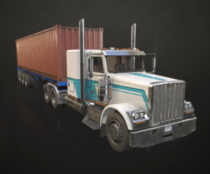 Flat Top Semi Truck Container Trailer - Low Poly