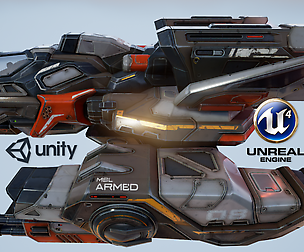 Corvette Spaceship - game model, UE4, Unity