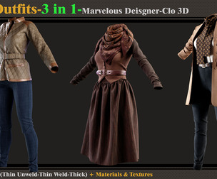 3 in 1 Girls Outfits-Models+Materials