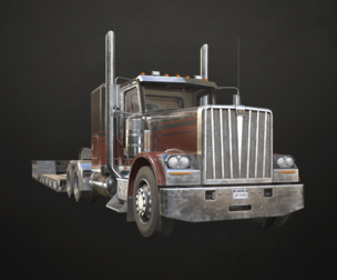 Flat Top Semi Truck Lowboy Trailer - Low Poly
