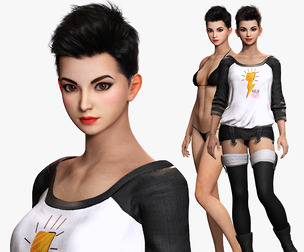 Pixie Casual Girl - Model with Full Rig