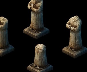 Game model - Broken hero stone carving