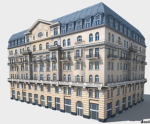 Neoclassical Hotel Low Poly