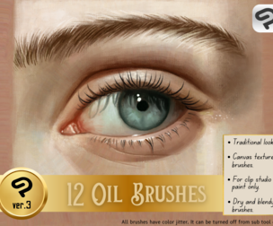 12 Oil Brushes for Clip Studio Paint
