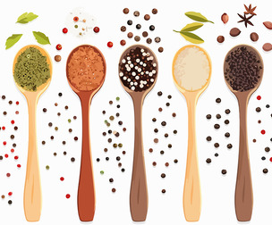Spices in the spoons, cooking ingredient