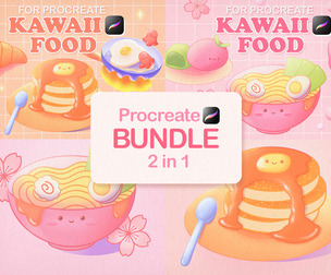 Procreate Stamps Brushes Bundle Ramen and Pancakes