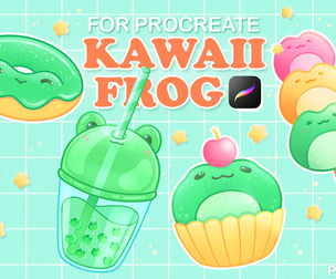 Procreate Stamp Brushes Frog Bubble Tea