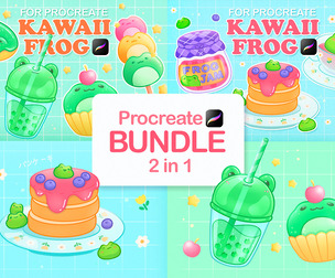 Procreate Stamps Bundle Frog Cafe