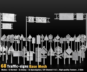 68 Road Sign Base Mesh Pack