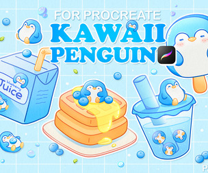Procreate Stamps Penguin Bubble Tea