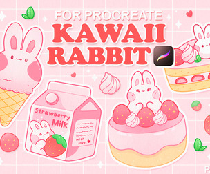 Procreate Stamps Strawberry Bunny Rabbit
