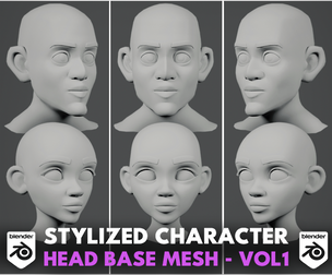 Stylized Character Head Base Mesh - Vol1